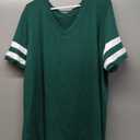 Womens Summer Short Sleeve V Neck Color Block T Shirts Striped Raglan Baseball Tees, Size:3X