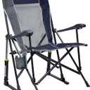 GCI OUTDOOR RoadTrip Rocker Camping Chair | Portable, Folding Rocking Chair with Solid, Durable Armrests, Drink Holder & Comfortable Extended Backrest Indigo Blue