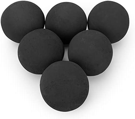 Stanbroil Ceramic Fire Balls - 5” Round Fire Stones for Fire Pit Fire Bowl and Fireplace - Set of 6, Black