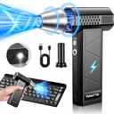 Upgraded Electric Air Duster, 360,000RPM Compressed Air Duster with Brushless Motor, LED Light, Cordless Rechargeable 4-Gear Mini Blower Jet Turbo Fan for Car, Keyboard, PC, Home, Outdoor (Black)