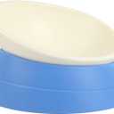 Bulldog Bowl Anti-Slip Dog Cat Dish Detachable Rubber Dog Bowl Pet Sterile Tilted Pet Feeder Slope Base (Blue, 2 Cup (Small/Medium Dog))