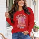 MOUSYA Christmas Sweatshirts Women Thats It I Am Not Going Sweatshirt Christmas Tree Graphic Shirt Holiday Tops (Red, S)