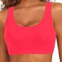 Tempt Me Women Sports Bra Bikini Top Push Up Scoop Neck Bathing Suits Top for Teen Girls, XXL, Red