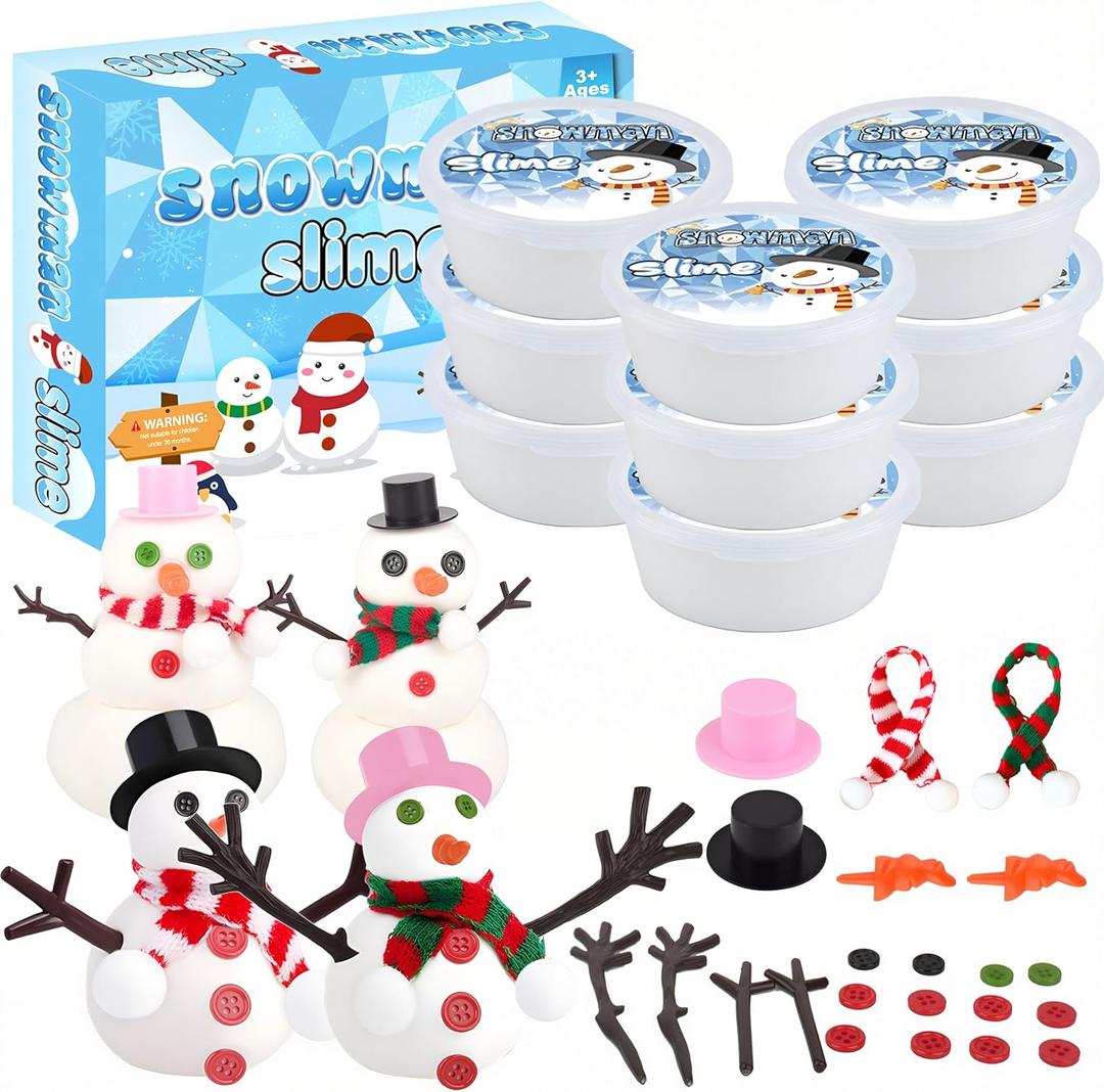 Do You Want to Build a Snowman,9 Pack Putty Slime Kit with Snowman Accessories,Build, Melt & Rebuild Fun,Stress Relief Toy Party Favors Birthday Gifts for Girls and Boys.
