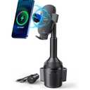 APPS2Car 15W Qi Wireless Car Charger Cup Phone Holder, Fits 3"–4" Round Cup Holders, Adjustable Long Arm & 360° Rotation, Compatible with iPhone 17 16 15 14 13 Pro Max
