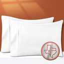 TEXAS LINEN CO. 100% Egyptian Cotton Pillow Cases Set of 2, Texan Talkin' Collection 600 Series Standard/Queen Pillowcase for Sleeping (White), Sateen Bed Pillow Cover, Extra Long Staple Pillowcases