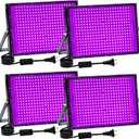 300W Black Lights for Glow Party, LED Blacklight IP65 Waterproof with US Plug and Switch 385-400nm UV Black Light for Halloween Decoration,Body Painting(4 Pack)