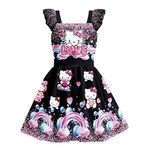 Girls Dress Cute Casual Daily Home School Wear Kid Birthday Party Outfits 5-12Years Black