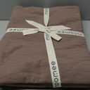 MooMee Bedding Duvet Cover Set 100% Washed Cotton Linen Like Textured Breathable Durable Soft Comfy (Solid Brown, Queen 90"x90")