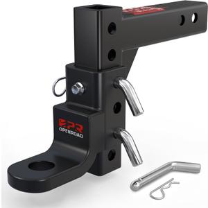 OPENROAD Adjustable Trailer Hitch Ball Mount, Fits 2-Inch Receiver, 1-Inch Hole, 7500lbs, 9-1/2" Drop/ 8-1/4" Rise Drop Hitch, Tow Hitch for Heavy Duty Truck with Secure Screw-in Pin & R-Clip