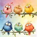 Funny Birds 1000 Piece Puzzle for Adults, 6 Cute Colorful Cartoon Animal Jigsaw Puzzles with Letters on Back, Challenging Bird Art Puzzle for Christmas Birthday Party Home Decor Gift (22.8x22.8in)