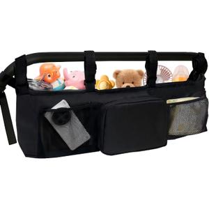 Double Stroller Organizer with Strong Holding Power and 2 Cooler Pockets, Stroller Caddy compatible with Bob Double Stroller and Baby Jogger City Mini GT2,Compatible with most Stroller Organizers