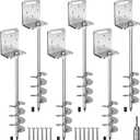 BeneLabel 2/4/6 Pack 18" 24" Ground Anchors Screw in Shed Anchor with L Bracket Trampoline Anchor Spiral Swingset Anchors for Swing Set, Mobile Home, Fence, Playset, Tent, Canopy, Carport