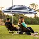 AMMSUN Shade Umbrella, Premium Portable Umbrella with Stand, 6.5ft Lightweight Free Standing Canopy for Sporting Games, Adjustable Instant Sun Protection and Easy to Carry, Stripe Blue