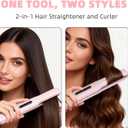 Gosect Cordless Hair Straightener, Mini Travel Flat Iron Rechargeable for Women, Portable Hair Straightener and Curler 2-in-1, Fast Heating, Adjustable Temp for On-The-Go Styling(Pink)