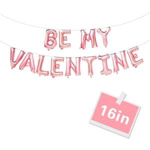 Valentine's Day 16in Rose Gold Balloon Banner, Be My Valentine Balloon Valentine's Day Decor,Valentine's Day party decorations,Valentine's Day Indoor and outdoor balloon decoration (BE MY VALENTINE)