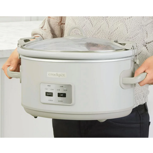 Crock-Pot Designer Series 7qt Slow Cooker with Bonus Little Dipper Mushroom: 4 Settings, Stoneware, Stainless Steel, Keep Warm