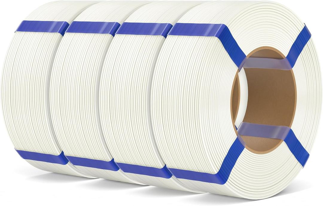 ELEGOO PLA Basic Refill Filament 1.75mm White 4KG, 3D Printer Filament No Spool for Reusable Spool Refilling Dimensional Accuracy +/- 0.02mm, 4pcs 1kg Spool(2.2lbs)