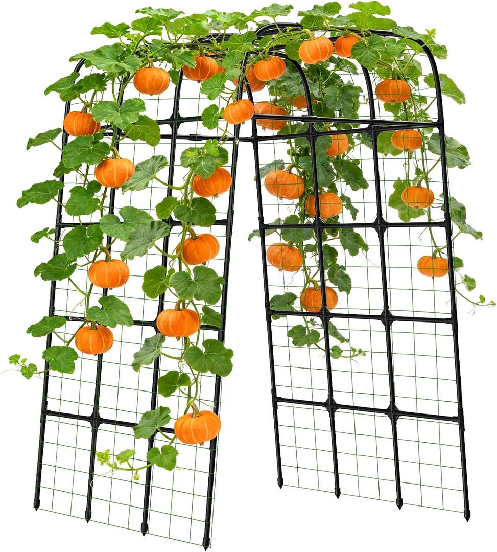 7FT Garden Trellis Arch for Climbing Plants Tall Outdoor Metal Trellis for Vegetables, Peas, Tomatoes, Cucumber Trellis Arch & Vertical Garden Climber Plant Support for Vine Plants, 57.09 inch 39.37 inch 82.68 inch