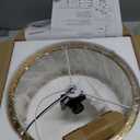 3-Light Semi Flush Mount Ceiling Light Fixture, 12.6" Gold Drum Light with White Fabric Shade, Modern Close to Ceiling Light for Living Room Bedroom Dining Room Kitchen Hallway Entry Foyer