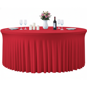 GALLETY Baby Blue Table Cloth for 5FT Round Tables, Fitted Spandex 120 inch Round Tablecloth, Wrinkle Free Table Skirt for Receptions Birthday Photography Party Social Events Baby Showers Decorations