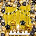 KatchOn, Black and Gold Party Decorations Set - Huge, Pack of 89 | Black and Gold Balloon Arch Kit with Gold Fringe Curtain Backdrop | Graduation Decorations 2025, Black and Gold Birthday Decorations