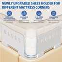 Bed Sheet Holder with Clips Lock, Open Corner Fitted Bedsheet Holders with Straps for Twin, Full, Queen, King Size Mattress, Keep Sheets Firm and Tight, No More Loose Sheets(White)