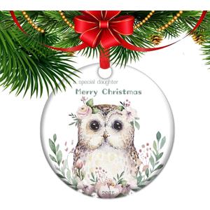 Special Daughter Christmas Ornament 2025, Ceramic Keepsake Last Minute Gift for Daughter Holiday Present, Cute Owl Wise Daughters Gifts (C8)