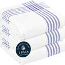 Indigo Blue and White Waffle Kitchen Towels 3 Pack, 16x26 Inch, 100% Cotton, Absorbent & Quick Dry Dish Towels, Soft & Durable Cloths for Cooking, Drying, Cleaning, Machine Washable