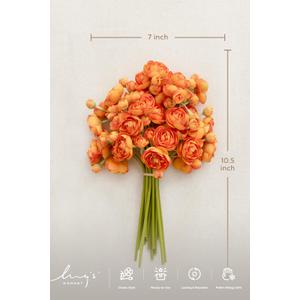 Ling's moment Ranunculus Artificial Flower, Faux Silk Mini Ranunculus Flowers for DIY Bouquet, Bulk Fake Wedding Filler Flowers for Centerpieces Arrangements Bridal Shower Decorations, Citrus Orange