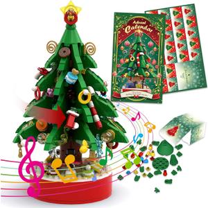 2025 Advent Calendar Building Blocks Christmas Tree with Music Countdown Calendar for Christmas Boys and Girls Christmas Gifts