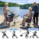 Ablecare Updated Rollator Walker for Seniors with Seat, 2 in 1 Rolling Walker Wheelchair Combo for Mobility-Impaired, Dual Height Adjustment, Lightweight & Foldable Rollator, Capacity 310lbs (Purple)