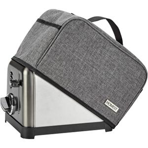 HOMEST Toaster Cover with Pockets Compatible with Cuisinart 2 Slice, Can Hold Jam Spreader Knife & Toast Machine Tongs, Dust and Fingerprint Protection, Grey