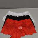 WDIRARA Women's 3 Pack Sexy Floral Lace Mesh Mid Rise Underwear Panty Set (S)