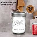 Ball Wide Mouth Mason Jars 16 oz. (6 Pack) - Pint Size Jars with Airtight Lids and Bands for Canning, Fermenting, Pickling, Meal Prep or DIY Decors and Projects Bundled with Peaknip Jar Opener