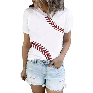Baseball Shirt Women Baseball Love Graphic Tees Funny Baseball Mom T Shirt Game Day Short Sleeve Tops (White, XL)