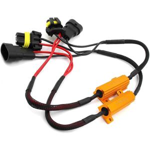 2 PCS Car LED Light Bulb Decoder, 9005/9006 50W Load Resistor, Headlight Bulb Anti Flicker Error Decoder, Car Light Bulb Relay Harness Adapter, Universal for Most Cars