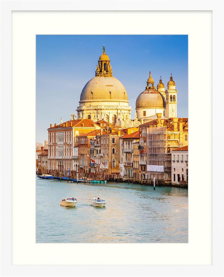 wyooxoo 20x24 Picture Frame White Made of Solid Wood Photo Frames Display Pictures 16x20 with Mat or 20x24 Without Mat Colorful Frame For Horizontal Vertical Wall Mounting