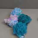 AmazerBath Loofah Sponge 75g/Piece, Exfoliating Bath Sponge Body Scrubber - Loofa Set of 4 Flower Color (Large, Green-Purple)