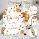 2 x Little Pumpkin Drinks Please Help Yourself Sign for Baby Shower, 6x8 Inch Arch Wooden Sign with Stand, Fall Autumn Baby Shower Table Sign, Gender Neutral Party Decoration - UYL03