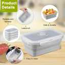 Mifoci Set of 8 Silicone Collapsible Bowls for Camping with Vent Lid Silicone Storage Containers for Food Meal Preparation Square Bowl Microwave Freezer Dishwasher Safe(Gray,17 Oz/ 500 ml)