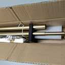 1 Inch Modern Double Window Curtain Rods,72-144 Inch Adjustable Telescoping Heavy Duty Stylish Drapery Rods Decorative Solid Square Allufer Finials for Dual Curtain Rod Window Treatment, Brushed Gold