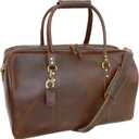 THE M&G BAGS Leather Travel Duffel Bag for Men & Women, Classic Retro Weekend Overnight Zipper Bags with Adjustable Shoulder Strap, Cabin Friendly Carry On Gym Sports Duffle Luggage - 22 Inch
