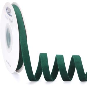 Ribbli Forest Green Velvet Ribbon Double Faced 3/8 Inch 10-Yard Spool Forest Green Ribbon Use for Christmas Tree Ornaments Gift Wrapping Wreath Decoration Wedding Boutonnieres