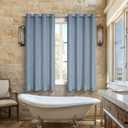 Pitalk Grey Blue Bathroom Window Curtains Short Sheer Unique Curtains for Kitchen Bedroom 45 Inch Length Dusty Blue (52"W x 45"L (Pack of 2))