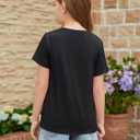 ZDC Girls Short Sleeve Shirts Crewneck T Shirts Kids Summer Tops Basic Tees 5-14 Years (Black)