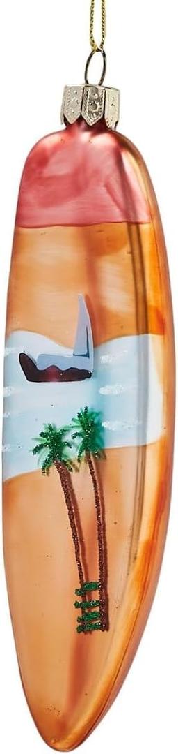 2 x Funny Hanging Christmas Ornaments 2025 - Surfboard Handcrafted Glass Blown Tree Decorations, 3D Premium Decorative Waterproof Holiday Decor for Xmas Home Outdoor Window Gifts