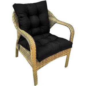 Outdoor Chair Cushions with High Back Waterproof Wicker Rocking Chair Cushion Black Tufted Thick Patio Chair Seat Pads for Indoor Outdoor Furniture,41.7 * 20.8 * 3.5"