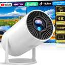 Sainellor 270 Rotatable Projector, Native 1080P Full HD Ceiling Cinema for Bedroom, Electric Keystone, 4K Supported, Wired Screen Mirroring, Portable Projecteur