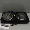 OVENTE Electric Countertop Double Burner, 1700W Cooktop with 6" and 5.75" Stainless Steel Coil Hot Plates, 5 Level Temperature Control, Indicator Lights and Easy to Clean Cooking Stove, Black BGC102B